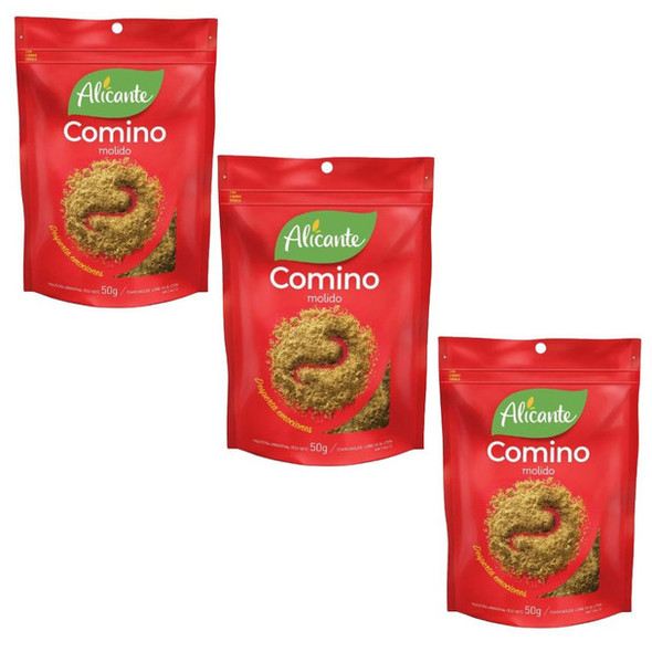 Alicante Comino Molido Ground Comin Spice, 50 g / 1.76 oz zipper pouch (pack of 3)