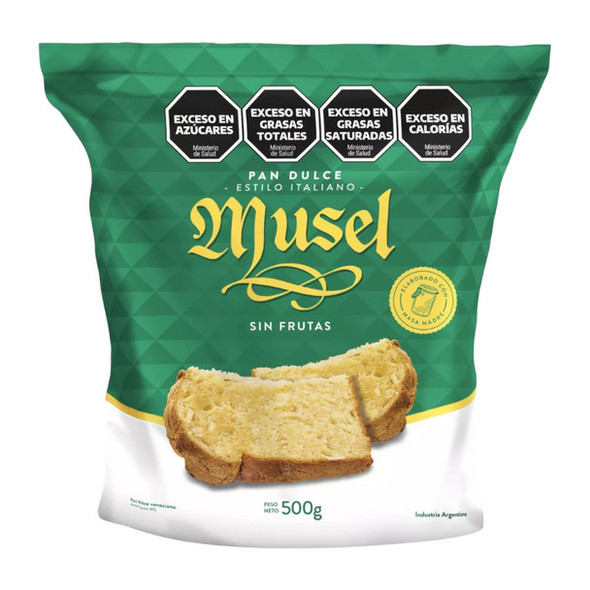 Musel Pan Dulce Sin Frutas Venetian Sweet Bread Without Fruits, 500 g / 17.6 oz