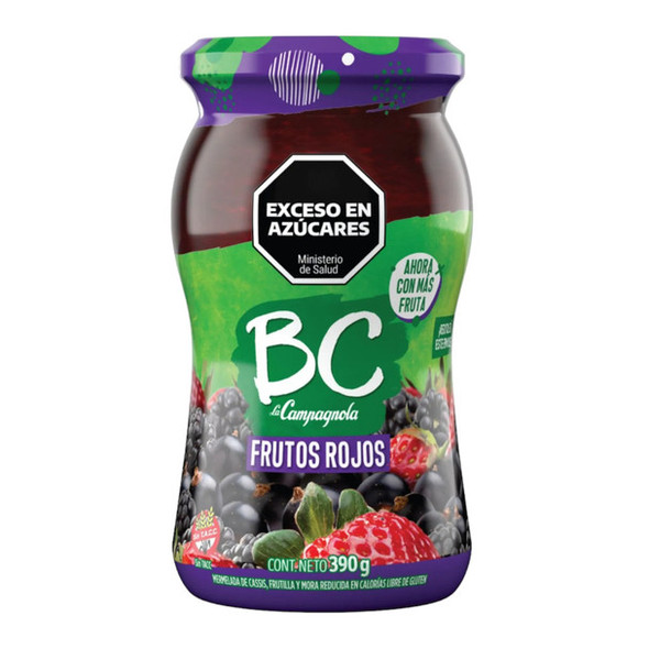 BC La Campagnola Mermelada De Frutos Rojos Low-Calorie Marmalade Red Berry Jam, 390 g / 13.8 oz