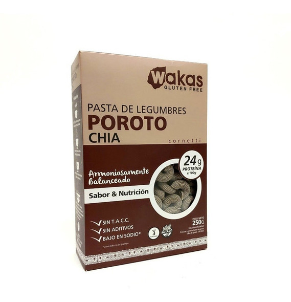 Wakas Pasta De Legumbres Poroto Con Chía Legume Pasta Bean with Chia Seeds - Gluten Free, 250 g / 8.81 oz
