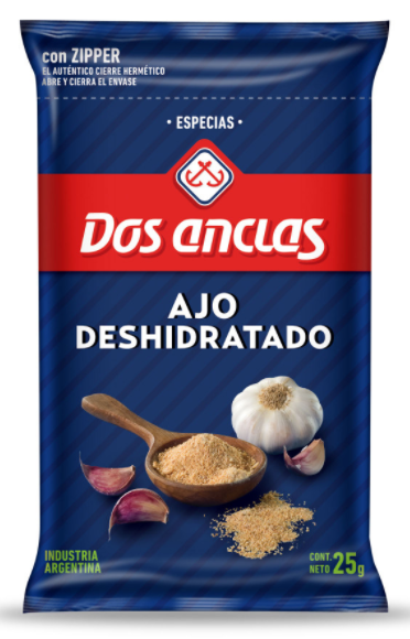 Dos Anclas Ajo Deshidratado Dehydrated Ground Garlic, 25 g / 0.88 oz pouch (pack of 3)