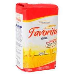Favorita Coarser 000 Wheat Flour Harina with Vitamins Excellent for Cooking and Baking Wholesale Bulk Box, 1 kg / 2.2 lb (15 count per box)