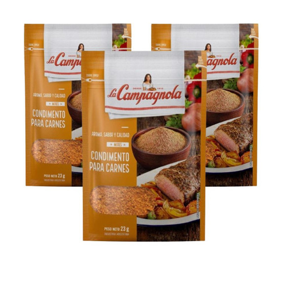 La Campagnola Condimento Para Carnes Mixed Spices Ideal for Seasoning Meat, 23 g / 0.81 oz zipper pouch (pack of 3)