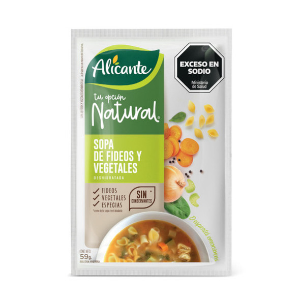 Alicante Natural Dehydrated Pasta & Vegetable Soup - Preservative-Free Sopa de Fideos & Vegetales, 59 g / 2.08 oz