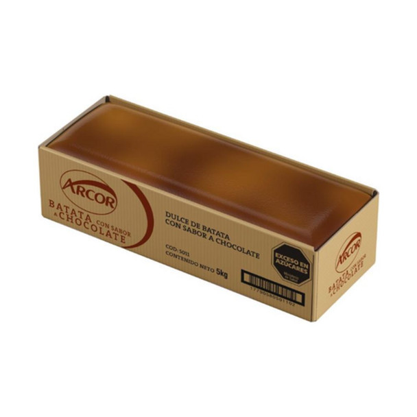 Arcor Sweet Potato Jelly with flavor Chocolate Dulce de Batata con Sabor a Chocolate, 5 kg / 11 lb Sealed Bar