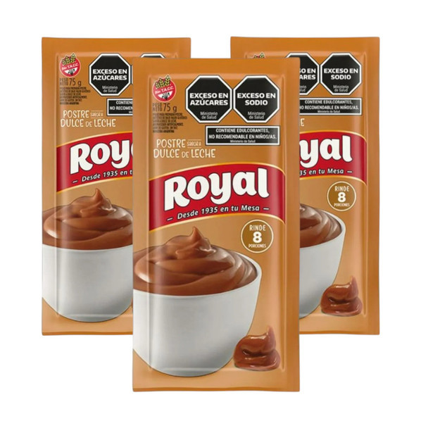 Royal Dulce De Leche Ready to Make Dessert, 8 servings per pack, 75 g / 2.64 oz (pack of 3)