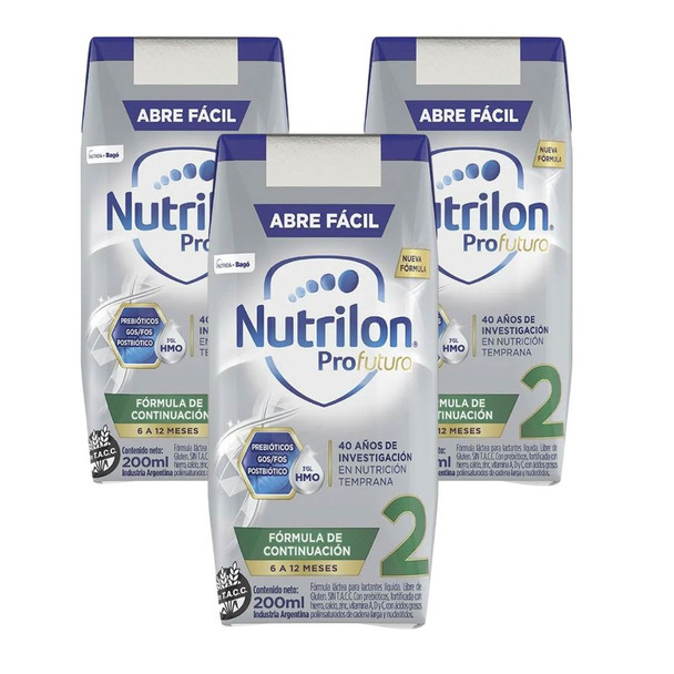 Nutrilon Baby Formula Milk ProFutura 2 (6-12 Months), 200 ml (pack of 3) Tetra-Brick