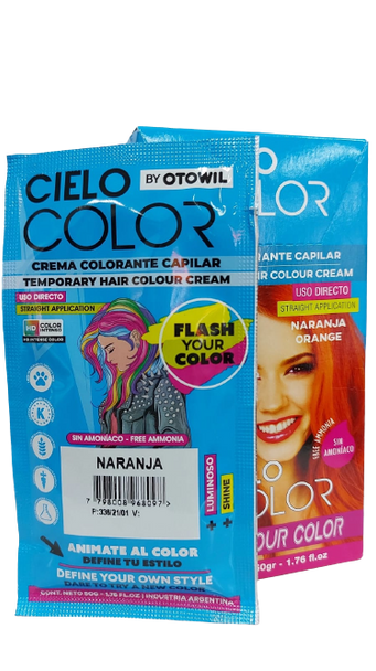 Otowil Fantasy Dye Sky Color Tintura Capilar Cream Colouring Straight Application, Naranja / Orange, Gluten Free 50 g / 1.76 fl. oz
