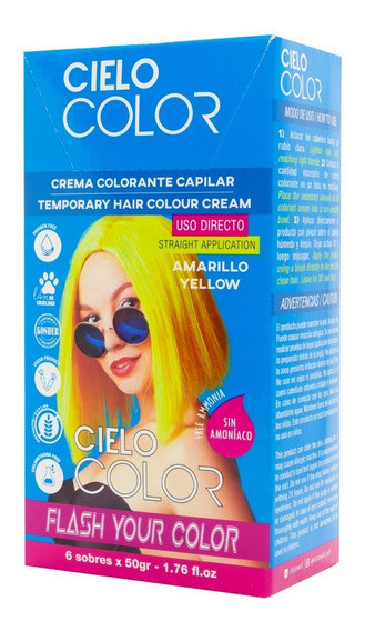 Otowil Fantasy Dye Sky Color Tintura Capilar Cream Colouring Straight Application, Amarillo / Yellow, Gluten Free 50 g / 1.76 fl. oz (box of 6)