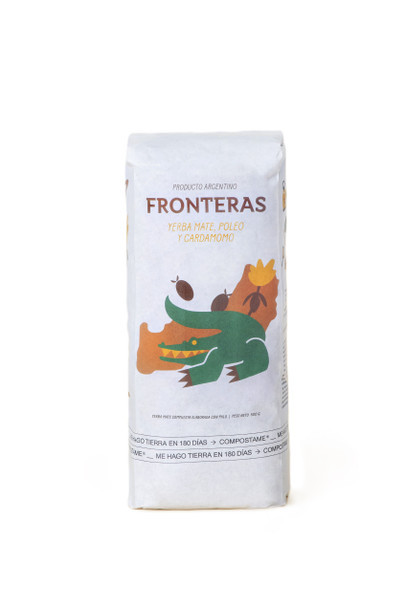 Fronteras Yerba Mate Pennyroyal & Cardamom Poleo y Cardamomo Yerba Mate Saborizada Compostable, 500 g / 1.1 lb