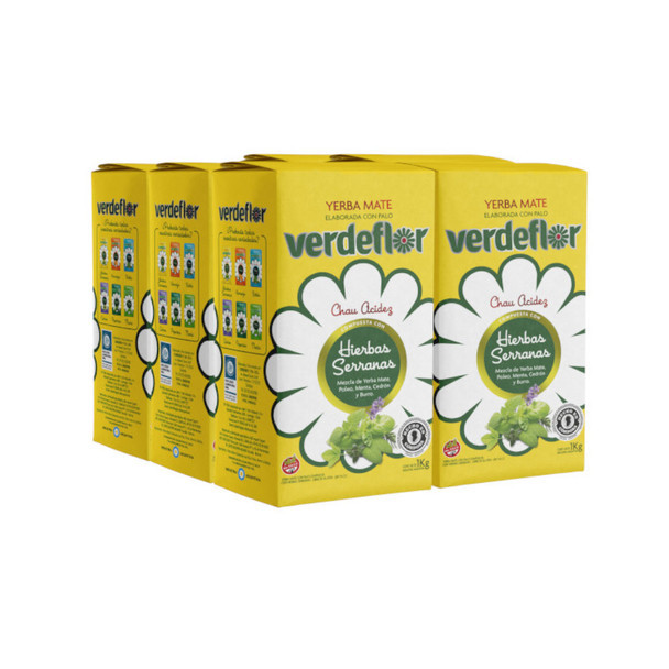 Verdeflor Yerba Mate Hierbas Serranas Highland Herbs, 1 kg / 2.2 lb  (pack of 6 count)