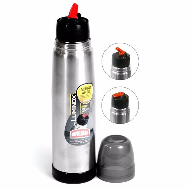 Lumilagro Stainless Steel Thermos Vacuum Bottle with Pouring Beak for Mate Termo Pico Vertedor Cebador, 1 L / 33.8 oz