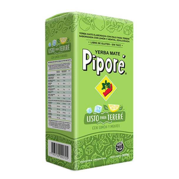 Piporé Yerba Mate Tereré Lemon and Menthol Flavor , 500 g / 1.1 lb