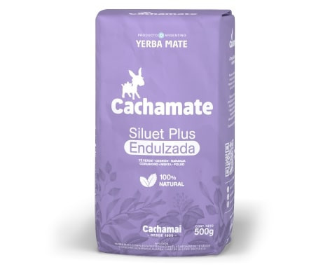 Cachamate Siluet Plus Sweetened Yerba Mate Blend with Green Tea & Orange Peel Gluten-Free Endulzada, 500 g / 17.63 oz