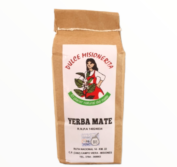 Yerba Mate Dulce Misionerita El Placer Natural del Mate Composed with Stevia, 500 g / 17.63 oz cloth bag