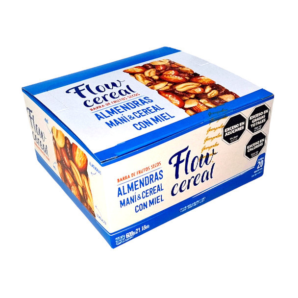 Flow Cereal Nut Bar with Almonds, Peanuts & Honey-Infused Cereal, 600 g / 21.2 oz (box of 20)