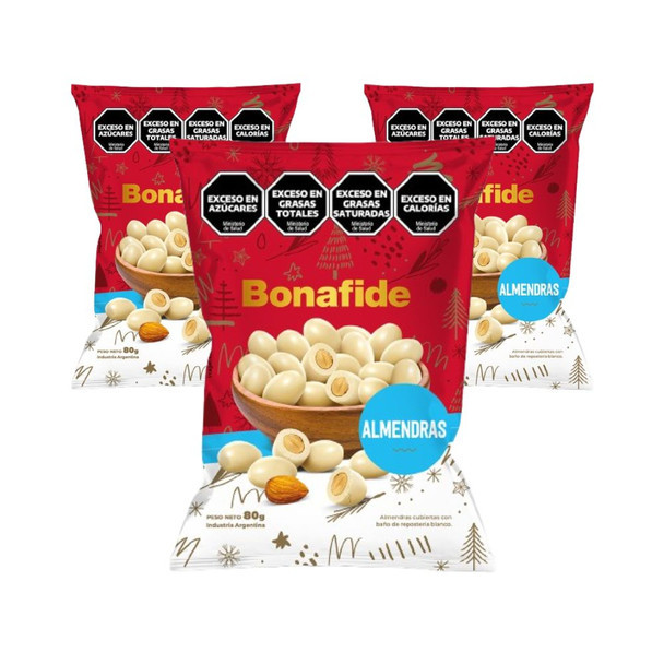 Bonafide White Chocolate Covered Almonds, 80 g / 2.82 oz bag (pack of 3)