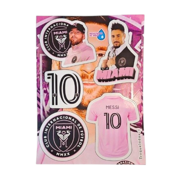 Stickers Autoadhesivos Messi Inter de Miami Waterproof Vinyl Stickers, Self-Adhesive, Durable for Laptops, Cars, and More