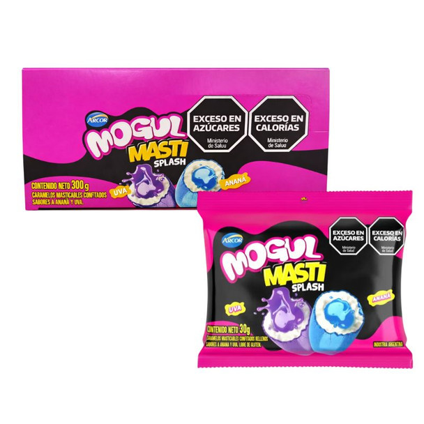 Mogul Masti Splash Chewy Candy with Grape & Pineapple Filling, 300 g / 10.58 oz (box of 10)