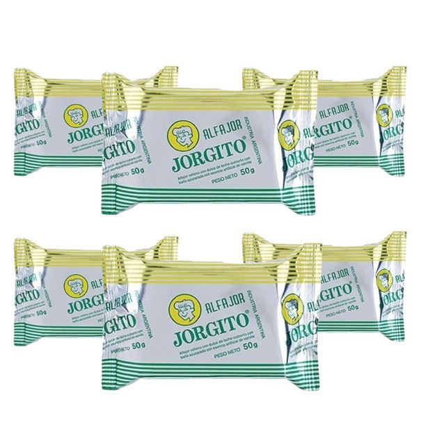 Alfajor Jorgito Glaseado Dulce de Leche w/ Sugar Coating, 50 g / 1.76 oz (pack of 6)