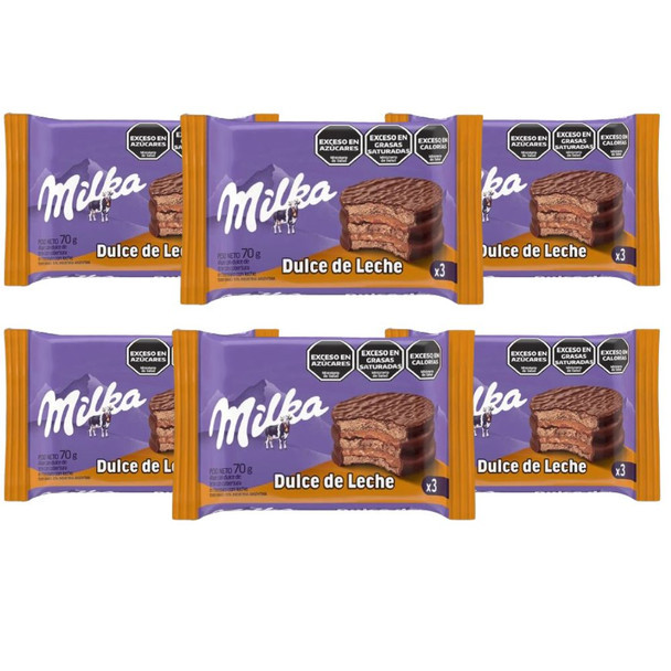 Milka Alfajor Triple Stacking with Dulce de Leche, 70 g / 2.46 oz (pack of 6)