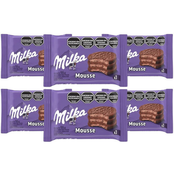 Milka Alfajor Triple Cookie with Chocolate Mousse, 55 g / 2 oz (pack of 6)
