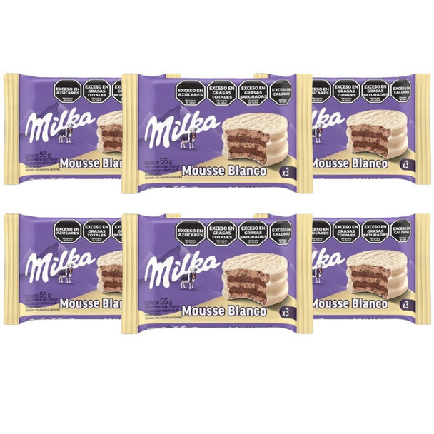Milka Alfajor Triple White Chocolate with Chocolate Mousse, 55 g / 2 oz (pack of 6)