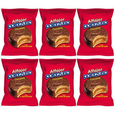 Portezuelo Alfajor Clásico Chocolate Coated Alfajor Filled with Dulce de Leche from Uruguay, 40 g / 1.41 oz (pack of 6)