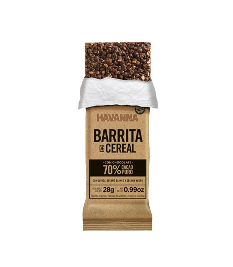 Havanna Chocolate Cereal Bar Dark 70% Pure Cacao, 168 g / 5.9 oz (box of 6)