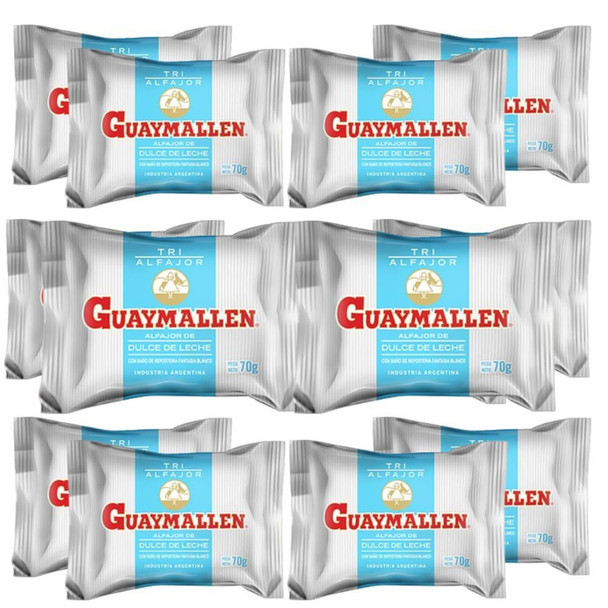 Guaymallen Triple White Chocolate Alfajor with Dulce de Leche, 70 g / 2.5 oz (pack of 12)