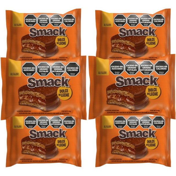 Smack Chocolate-Coated Dulce de Leche Filled Alfajor, 60 g / 2.12 oz (pack of 6)