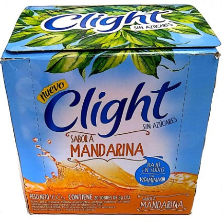 Jugo Clight Mandarina Powdered Juice Tangerine Flavor No Sugar, 8 g /  0.3 oz (box of 20)