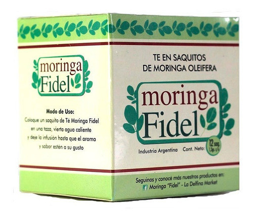 Fidel Organic LETIS Certified Yerba Mate with Moringa Oleifera In Bags, 1.3 g / 0.04 oz ea (box of 15 tea bags)