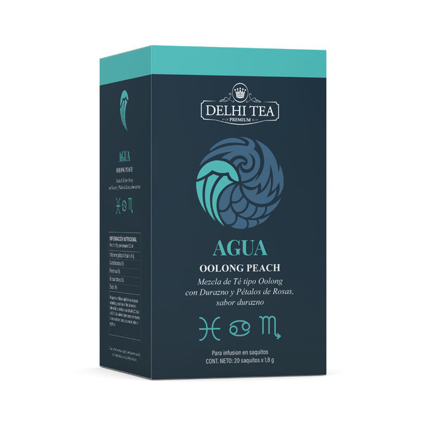Delhi Tea Water Oolong Peach Zodiac Water Signs Blend Scorpio Cancer Pisces Agua (box of 20 bags)