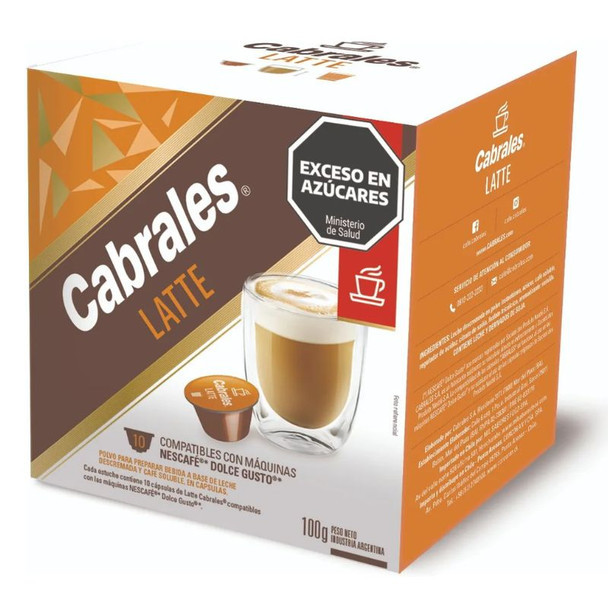 Cabrales Latte Capsules with Skim Milk Powder & Coffee, 10 g / 0.35 (box of 10)