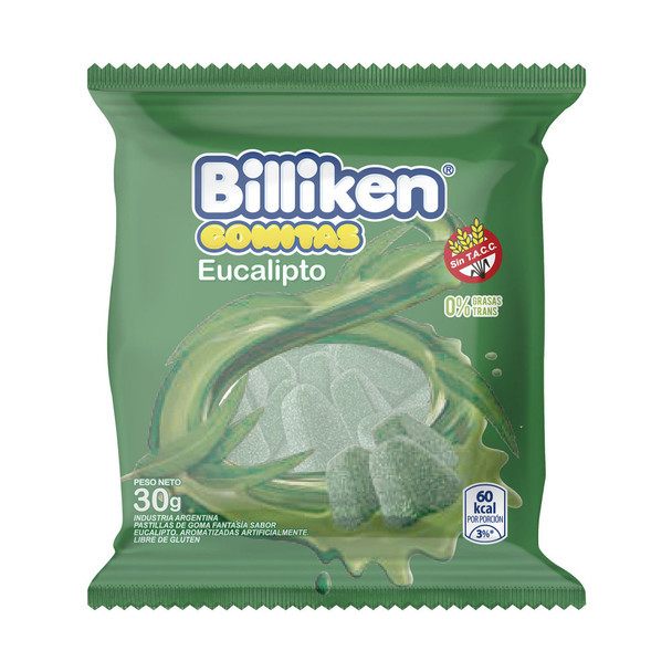 Billiken Gomitas Eucaliptus Eucalyptus Candies Gummies, 30 g / 1.05 oz (box of 12)