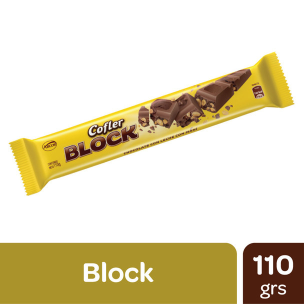 Cofler Block Milk Chocolate Bar with Peanuts, 110 g / 3.88 oz (pack of 2 bars)