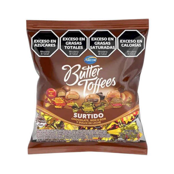 Butter Toffees Surtido Assorted Soft Buttery Caramel Candies with Bon o Bon, Milk Chocolate & Dulce de Leche Filling, 140 g / 4.94 oz bag