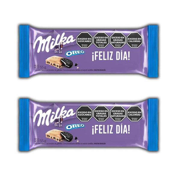 Milka Oreo Chocolate Blanco con Trocitos de Galletitas White Chocolate Bars with Oreo Cookie, 55 g / 1.94 oz (pack of 2)
