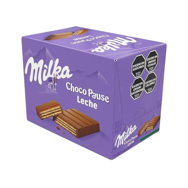 Milka Choco Pause Milk Chocolate Coated Wafers with Chocolate Filling, 45 g / 1.58 oz (box of 24 bars)