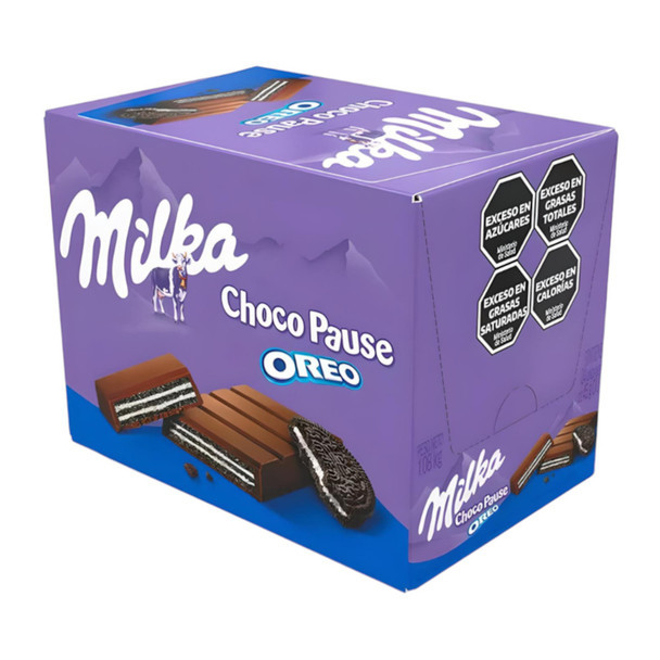 Milka Choco Pause Oreo Milk Chocolate Coated Wafers with Chocolate Filling With Oreo, 45 g / 1.58 oz (box of 24 bars)