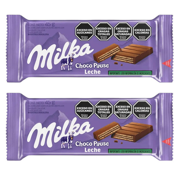 Milka Choco Pause Milk Chocolate Coated Wafers with Chocolate Filling, 45 g / 1.58 oz (pack of 2)