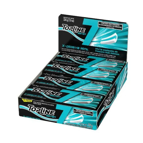 Topline Seven Explosive Mint Chewing Gum Mint Flavor - Sugar Free, 224 g / 7.9 oz (box of 16)