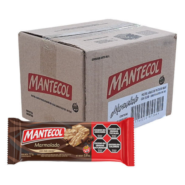 Mantecol Marmolado Semi-Soft Peanut Butter Nougat Wholesale Bulk Box, 111  g / 3.91 oz ea (40 count per box)
