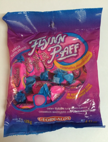 Caramelos Flynn Paff Tutti Frutti Flavored Soft Candy, 128 g / 4.5 oz Bag