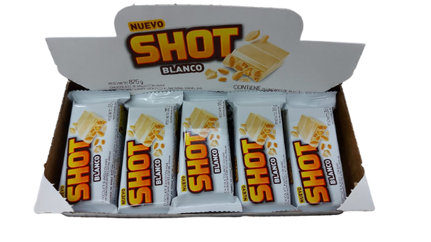 Shot Blanco White Chocolate Bar with Peanuts, 35 g / 1.23 oz (box of 25 bars)