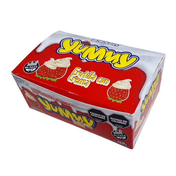 Yummy Gomitas Frutillas Con Crema Strawberry & Cream Gummies Puffs - Gluten Free, 360 g / 12.69 oz (box of 12)