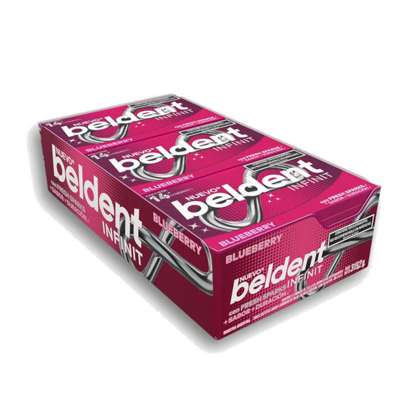 Beldent Infinit Blueberry Fresh Sparks Blueberry Bubblegum Extra Duration, 26.6 g / 0.94 oz (box of 12)