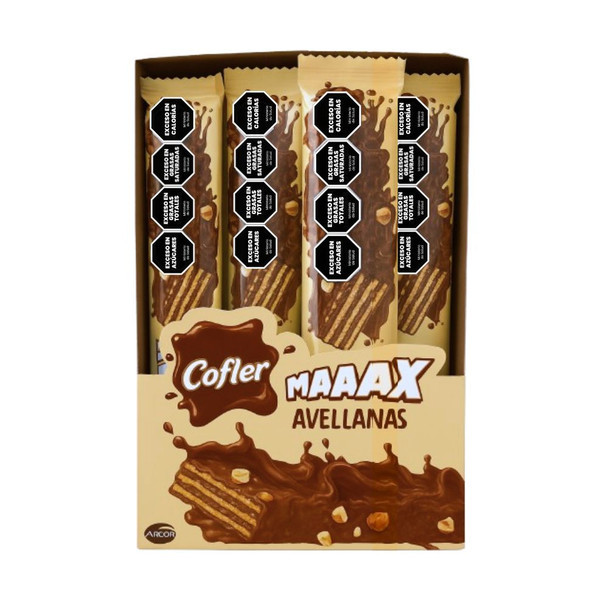Cofler Maaax Hazelnut-Filled Wafers - Crispy Chocolate Bars, 60 g / 2.11 oz ea (box of 16)