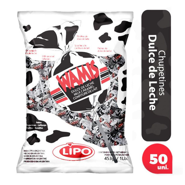 Lipo Wamis Dulce de Leche Lollipops - Chupetines Sabor Dulce de Leche, 453 g / 16 oz (50 count)